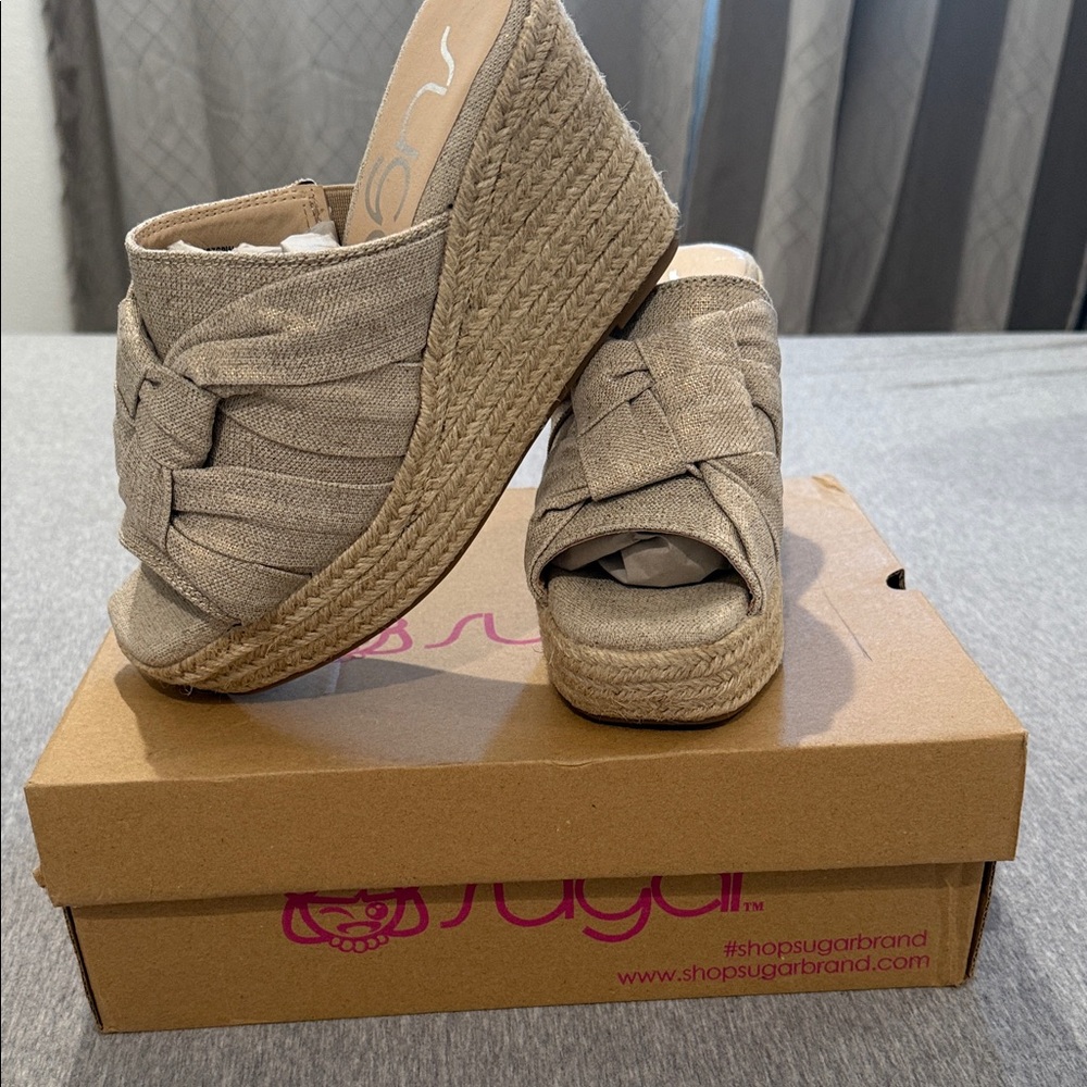 Sugar Women's Cream Espadrille Wedges